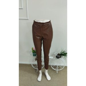 Pantalones de cuero Kadin Yuksek Bel Cepli, 38605 - Naranja - Product Image 4