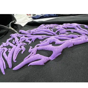 Sweat-shirts à capuche personnalisés en 3D imprimés en relief, vente en gros, poids lourd, GSM, lavés à l'acide, sweat-shirts à capuche OEM, usine, unisexe, délavés - Product Image 4