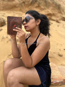 Nouveaux vrais journaux de serrure de fermoir en cuir usinés à la main avec des journaux de voyage de serrure en cuir Vintage traditionnel de Boho de pierre semi-précieuse - Product Image 4