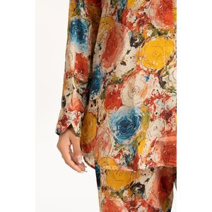 ชุดเซ็ต 2 ชิ้นลำลองสำหรับผู้หญิง ผ้าชีฟอง ดีไซน์ไม่มีปก เหมาะสำหรับชุดฤดูใบไม้ผลิ/ฤดูร้อน มีจำหน่ายไซส์ XS - Product Image 1