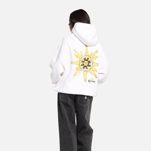 เสื้อมีฮู้ดโอเวอร์ไซส์สำหรับสตรีผ้าฝ้ายขนแกะมีฮู้ดสำหรับสตรีสีขาวล้วนพิมพ์โลโก้ได้ตามต้องการ - Product Image 3