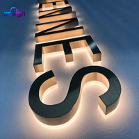 Enseigne LED 3D rétroéclairée en acier inoxydable personnalisée de qualité supérieure, compatible HomeKit, transformateur CA, IP65, pour bureaux, mariages, bâtiments, commerces