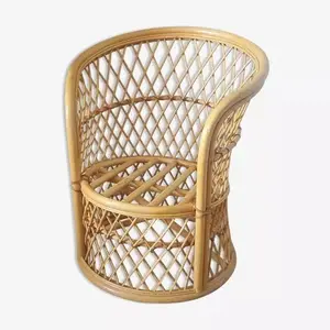 Винтажный круглый стул из ротанга из Вьетнама