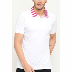 เสื้อยืดผู้ชายปักโลโก้ใหม่เสื้อคอปกพิมพ์ลายลำลองแขนสั้นแบบถักสำหรับสไตล์โปโล - Product Image 1