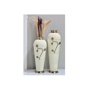 Juego de 2 jarrones de metal ovalados multicolores, maceta hecha a mano, florero de metal de estilo costero, precio al por mayor de alta venta, bodas - Product Image 2