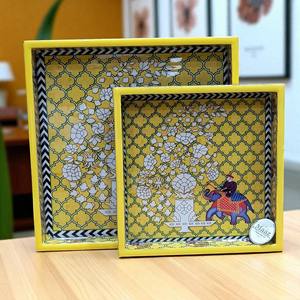 Ensemble de plateaux de service en bois MDF de qualité supérieure pour cuisine et table à manger Plateaux décoratifs pour thé et café - Product Image 2