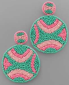 Boucles d'oreilles en perles artisanales avec motif de broderie - Product Image 3