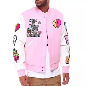 High Quality Vintage Men's Wool <b>Canvas</b> Baseball Letterman <b>Jackets</b> Custom Stand Collar Casual Autumn/Winter Quick Dry Breathable - Product Image 1