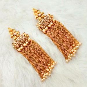 Kriaa AD Pierre Perle Drop Dangler Boucles D'oreilles Plaqué Or Pendentif Perle D'eau Douce Diamant pour Mariage Chrétien Religieux 1312933 - Product Image 1