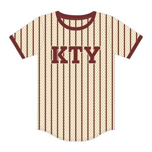 Camiseta de Béisbol Personalizada KAP con Rayas Color Marfil, 100% Poliéster de Malla, Camiseta de Fraternidad con Logotipos Bordados en Aplique - Product Image 2