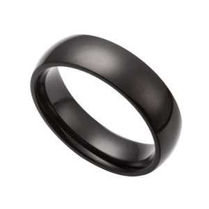 Anillo de boda de acero inoxidable negro de 6 mm, unisex, talla 10, medio tamaño SR14 - Product Image 3