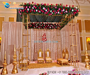 Mandap de Metal Moderno de Estilo Abierto, Decoración Única para Bodas, Arreglo de Mandap de Metal para Bodas Fusion, Decoración de Mandap de Metal para Bodas Indias en el Reino Unido - Product Image 3
