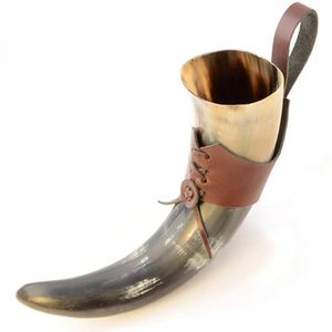 Cuerno para Beber de Buey Vikingo, Artesanía Personalizada de Alta Calidad, Soporte de Cuero, Pulido, Ecológico, Natural, Duradero, Moderno, de la India - Product Image 3