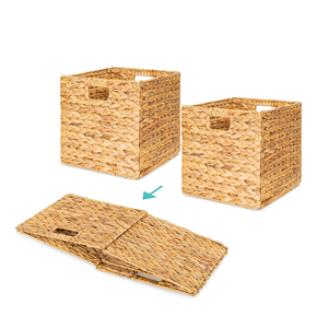 Water Hyacinth <b>Foldable</b> <b>Basket</b> Durable Folding Storage Bin Eco Friendly <b>Baskets</b> High Quality Organizer Bins - Product Image 3