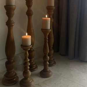 Latest Arrival Antique Table Decoration <b>Candle</b> <b>Holder</b> Pillar Best Quality Fancy Wooden Material New Vintage Style <b>Glass</b> <b>Candle</b> - Product Image 1