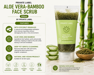 Exfoliante Facial de Aloe Vera y Bambú de Marca Privada 100ml OEM |   Limpiador Facial Exfoliante Vegano Natural |   España UE - Product Image 2