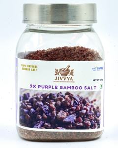 Polvo de sal de bambú tostado Premium certificado ISO FSSAI 9x Extracto de hierbas de desintoxicación púrpura suministro a granel lata de cultivo salvaje de la India - Product Image 3