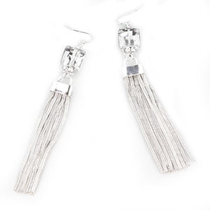Audrey Pendientes de Plata Religiosos de Moda con Borlas, Estilos de Aro y Perno, para Regalo de Fiesta, Hechos de Cobre y Latón con Perlas y Diamantes - Product Image 1