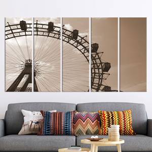 Tableau imprimé sur toile élégant : Décoration de paysage de parc d'attractions, 5P : Prêt à accrocher - Product Image 1