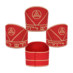 High Priest Royal Arch Chapter Mitre <b>Red</b> Gold Embroidery Premium Casual Masonic Regalia Headwear Breathable Adjustable - Product Image 1
