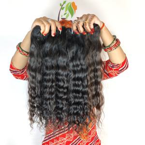 Extensiones de cabello humano natural virgen y rizado sin procesar para mujer, venta al por mayor, extensiones alineadas con cutícula india, cabello humano de exportación - Product Image 1