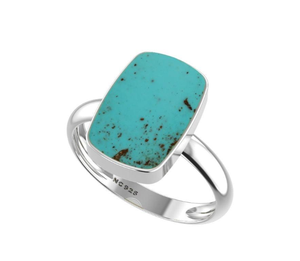 Anillo de Compromiso Unisex de Plata de Ley 925 con Acabado de Alta Calidad, Engaste de Bisel, Turquesa Natural, Formas Ovaladas y de Pera, Estilo Clásico - Product Image 5