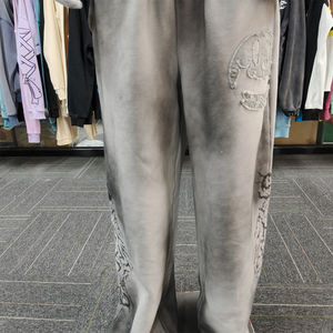 OEM Custom Men's Acid Wash Streetwear Tracksuit Heavyweight Zip-Up Hoodie Sweatpants Set Distressed <b>Applique</b> <b>Patch</b> Printed - Product Image 5