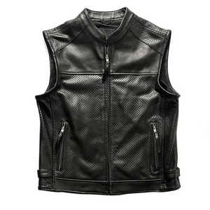 Gilet de motard en cuir de vachette véritable pour homme, design personnalisé, gilet de motard en cuir de haute qualité, col montant, modèle 2026 - Product Image 1