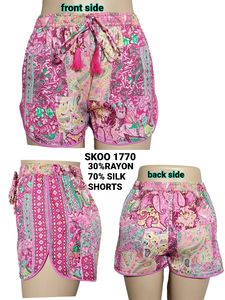 2025 à la mode Vintage femmes Shorts chauds 70% soie 30% rayonne taille libre léger et respirant vêtements d'été Technique lavée - Product Image 4