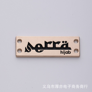 Custom Size Zinc Alloy Rectangle Logo Label Laser Cut Edge Plated & Printed Sew-On <b>Clothing</b> <b>Tag</b> - Product Image 2