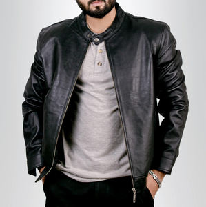 Chaqueta de Invierno de Cuero Genuino para Hombre, Diseño de Diseñador, Venta al por Mayor OEM, Cuello Alto, Logotipo Frontal, Impermeable, Resistente al Viento, Color Personalizado, Ropa Exterior - Product Image 1