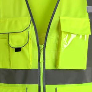 Chaleco de seguridad de poliéster de alta visibilidad personalizable para adultos de alta visibilidad con cremallera frontal y función a prueba de agua al mejor precio - Product Image 5