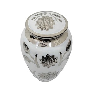 Urne funéraire en aluminium bleu à motif floral et papillon - Urne de crémation pour adulte - Matériel décoratif bleu - Product Image 6