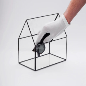 Terrarium en verre moderne de petite taille avec cadre en métal noir, vase de sol et de table, fait à la main, pour plantes et fleurs - Product Image 5