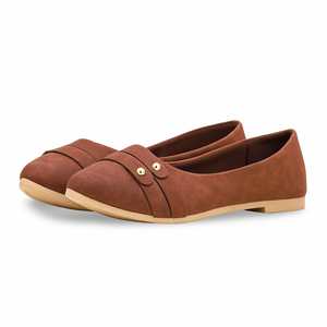 Women's <b>High</b> <b>Heel</b> <b>Pumps</b> WN1070 in Brown Pointed Toe and Low <b>Heel</b> (5cm) Slip-On Closure <b>High</b> Quality for New Season - Product Image 3