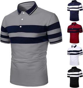 Men Polo <b>T</b>-<b>shirt</b> Personalized Pattern Embroidery Logo Contrast Solid <b>Collar</b> Design Panel Short Sleeves Polo <b>Shirts</b> - Product Image 1