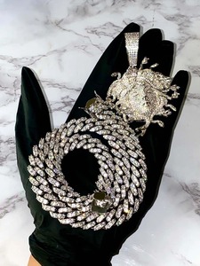 Collar de cadena de eslabones cubanos Miami para hombre con diamantes de moissanita, cadena de 5X en capas, medallón de diamantes, joyería de hip hop, regalo para ella - Product Image 4