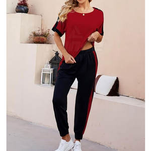 Chándal elegante de verano para mujer para deporte y trajes casuales Conjunto de chándal de verano para mujer con cintura elástica y ligero - Product Image 4