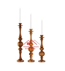 Bougeoir de décoration de table de vente chaude pour la maison hôtel salon café décor dernière conception bougeoir en bois de manguier - Product Image 2