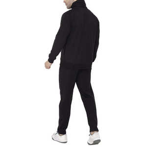 Chándal negro Atlético cálido para hombre, Sudadera con capucha polar y pantalones para correr, conjunto de ropa informal de ajuste relajado para gimnasio y salón - Product Image 5