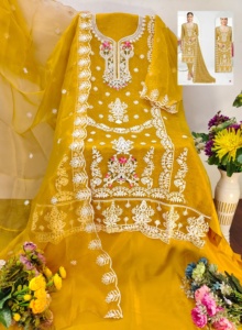 Vestido de seda Santon para mujer Traje de material con bordado Tejido Dupatta Colección Estilo liso Peso medio Borde de dos lados - Product Image 4