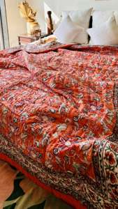 Ấn Độ Mới Đến 2024 Pinata Chinta Tay Khối In Có Thể Đảo Ngược Chăn 200 GSM Cotton Khâu 90 X108 "Sang Trọng Bộ Đồ Giường Mền - Product Image 6