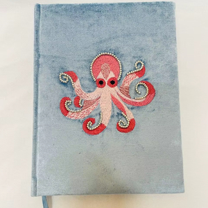 Journal en tissu velours fait main de luxe de conception côtière, design unique, broderie à la main, couleurs personnalisables, cadeau Inde A5/A6 - Product Image 1