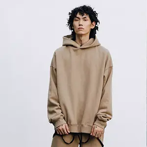 Wholesale 360g Polar Fleece <b>Thick</b> <b>Men</b> <b>Hoodies</b> Solid Color Puff Printing Pullover <b>Hoodies</b> - Product Image 4