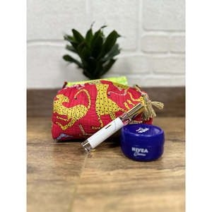 Block Print Bohemian Quilted Wash <b>Bag</b> Set of 3 for <b>Toiletry</b> & Makeup Organizer with <b>Drawstring</b> Closure Logo Pattern - Product Image 2