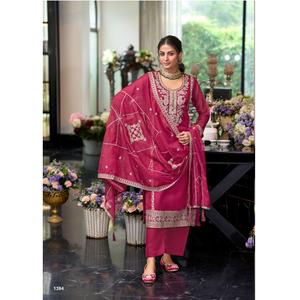 Vêtements de fête indiens et pakistanais de haute qualité haut de travail brodé en organza doux et bas en soie lourde Dupatta fournisseur indien de confiance - Product Image 1