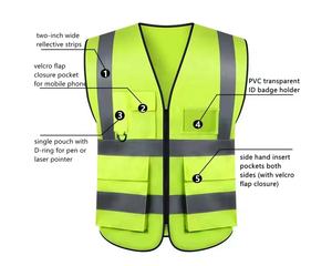 Chaleco de Seguridad de Poliéster de Alta Visibilidad Ultra Duradero, Ropa de Trabajo Suave para Construcción, Personalizable con Logotipo, Ropa Reflectante - Product Image 6