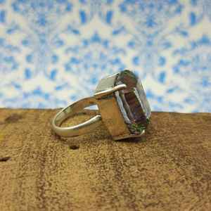 Topaze Mystique Rectangle Bohème Bague sertie de griffes Couleur unique Déclaration Chunky Argent 925 Artisan Crafted Diamond Wholesale - Product Image 2