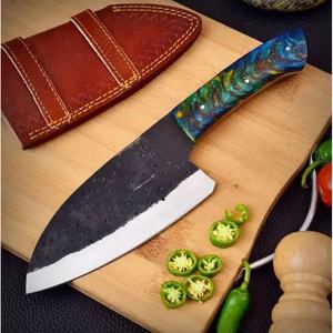 Cuchillo de Cocina Tipo Cleaver de Acero al Carbono de 9 Pulgadas Hecho a Mano con Funda de Cuero Única, Mango Hermoso y Personalizable - Product Image 4