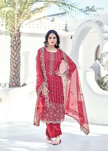 Nouvelle tenue de créateur fantaisie haute sur demande Heavy Premium Organza Salwar Suit & Dupatta With Embroidery Work Indian Exportator - Product Image 4